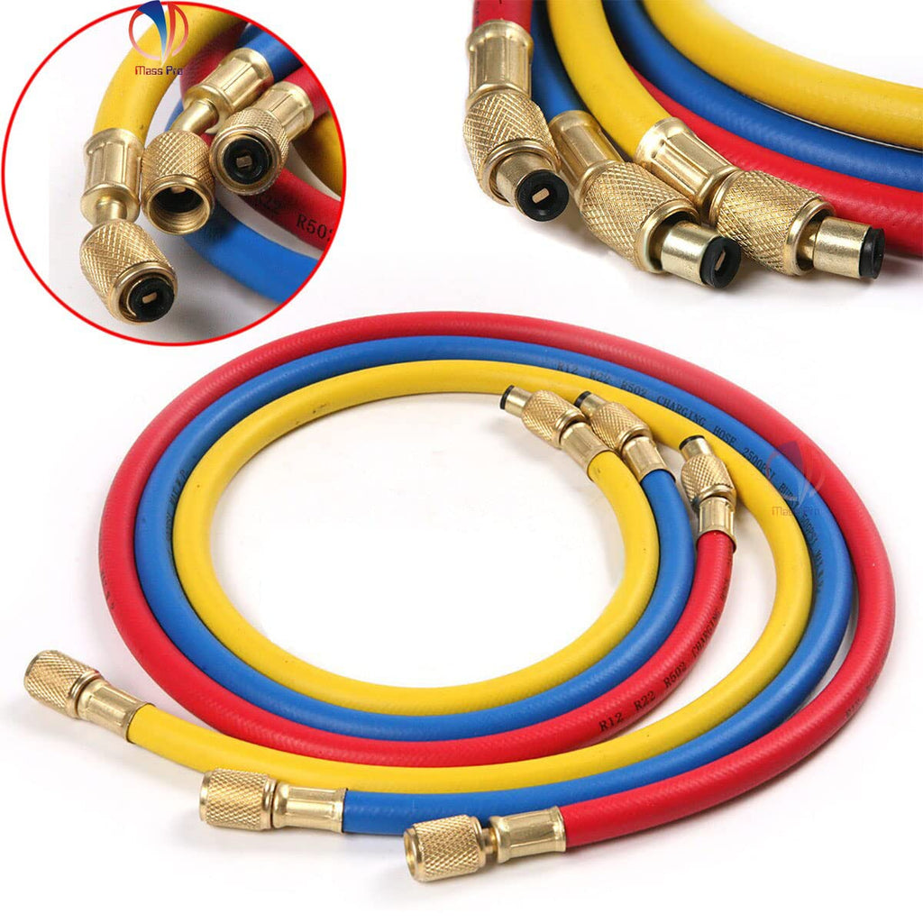 R22 Refrigerant Gas Charging Hose (Multicolour, Set of 3 Pieces)