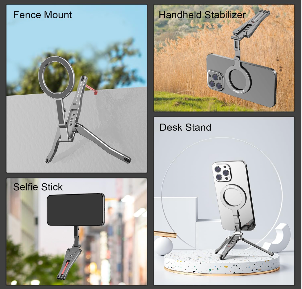 Foldable Magnetic Tripod Stand for Smartphone & Camera